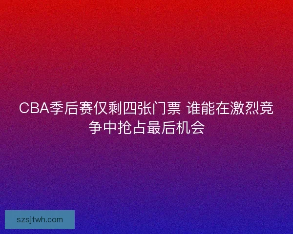 CBA季后赛仅剩四张门票 谁能在激烈竞争中抢占最后机会